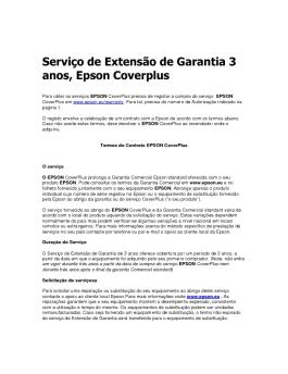 Serviço de Extensão de Garantia 3 anos, Epson Coverplus