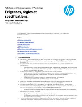 Exigences, règles et spécifications. - HP