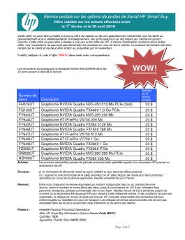 Remise postale sur les options de postes de travail HP Smart Buy