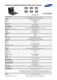 Samsung recommande Windows Vista® Home Premium