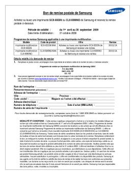 Bon de remise postale de Samsung