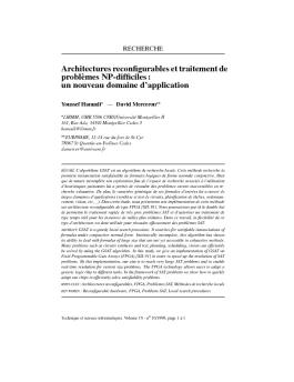 Architectures reconfigurables et traitement de proble`mes ... - Microsoft