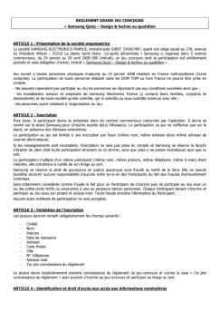 REGLEMENT GRAND JEU CONCOURS « Samsung Quizz ...