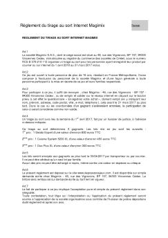 Règlement du tirage au sort Internet Magimix