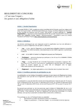 REGLEMENT JEU-CONCOURS - Renault