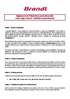 Règlement Satisfait ou remboursé LLF - SMS Distribution