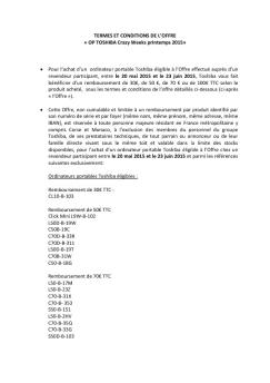 OP TOSHIBA Crazy Weeks printemps 2015