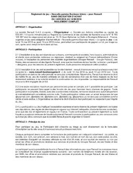 Règlement du jeu « Nouvelle gamme Business Intens » pour Renault ...