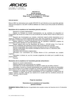 ARCHOS S.A. Société anonyme Au capital de 4.342.462,50 euros ...