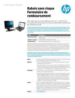 Rabais sans risque Formulaire de remboursement - HP.com
