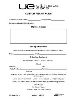 CUSTOM REPAIR FORM - Logitech