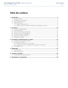 Table des matières - LaCie