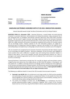 news release samsung electronics honored with 37 ces ...