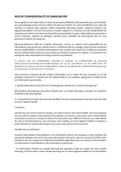 AVIS DE CONFIDENTIALITÉ DE SAMSUNG PAY