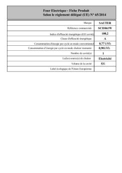 Four Electrique - Fiche Produit Selon le règlement délégué (UE) N° 65 ...