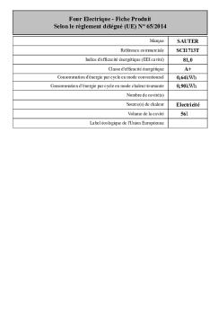 Four Electrique - Fiche Produit Selon le règlement ... - Sauter