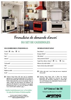 Formulaire de demande d'envoi - Smeg