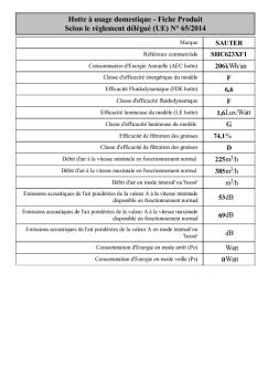 Hotte à usage domestique - Fiche Produit Selon le règlement ...