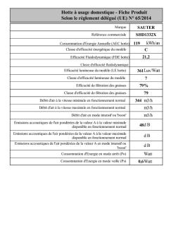 Fiche Produit Selon le règlement délégué (UE) N° 65/2014 - Sauter