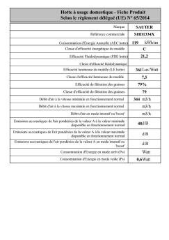 Hotte à usage domestique - Fiche Produit Selon le règlement délégué ...