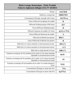 Hotte à usage domestique - Fiche Produit Selon le règlement délégué ...