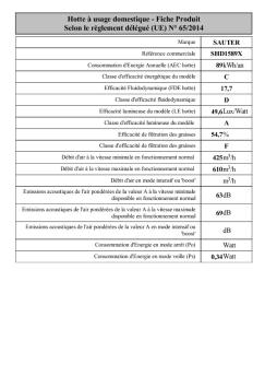Fiche Produit Selon le règlement délégué (UE) N° 65/2014 - Sauter