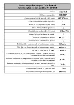 Fiche Produit Selon le règlement délégué (UE) N° 65/2014 - Sauter