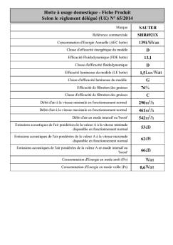 Fiche Produit Selon le règlement délégué (UE) N° 65/2014 - Sauter