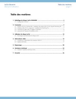 Table des matières - LaCie