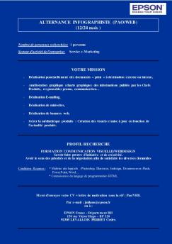 ALTERNANCE INFOGRAPHISTE (PAO/WEB) - Epson France