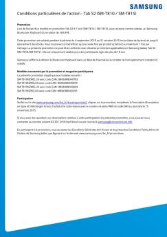 Conditions particulières de l'action - Tab S2 (SM-T810 / SM ... - Samsung