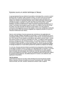 Kyocera ouvre un centre technique à Neuss