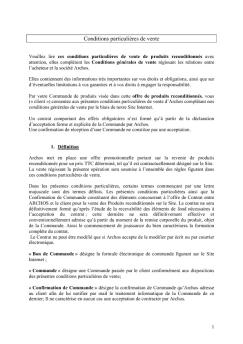 Conditions particulières de vente