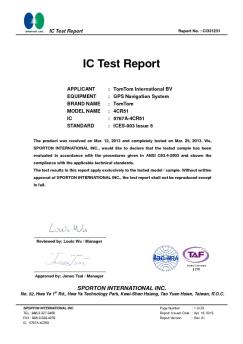 IC Test Report - TomTom