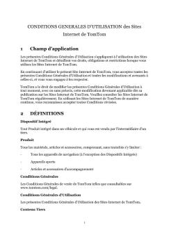 CONDITIONS GENERALES D'UTILISATION des Sites ... - TomTom