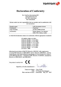 Declaration of Conformity - TomTom