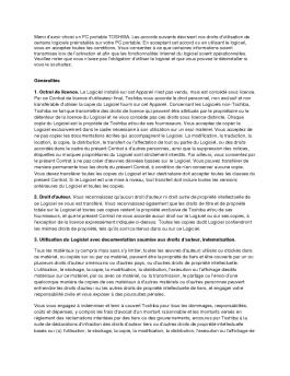 Merci d'avoir choisi un PC portable TOSHIBA. Les accords suivants ...