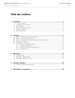 Table des matières - LaCie