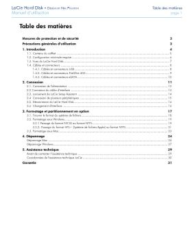 Table des matières - LaCie
