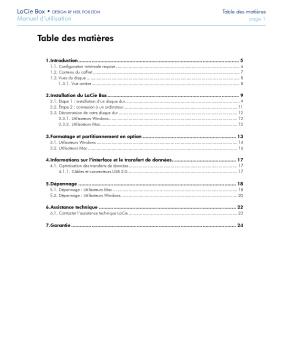 Table des matières - LaCie