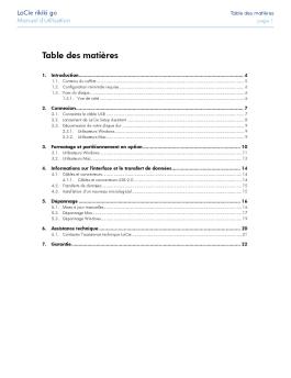 Table des matières - Lacie