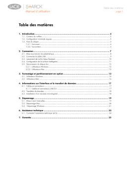 Table des matières - LaCie