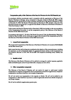 Valeo Compensation Policy Of The New Chairman Of The Bod 122022