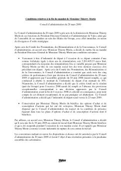 Conditions relatives à la fin du mandat de Monsieur Thierry ... - Valeo