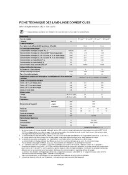 fICHE TECHNIQUE DES LAVE-LINGE DOMESTIQUES - Samsung