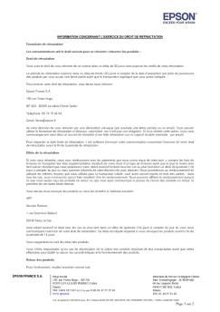 Formulaire de Rétractation - Epson