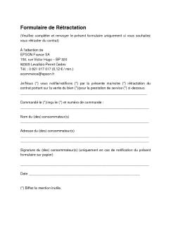 Formulaire de Rétractation - Epson
