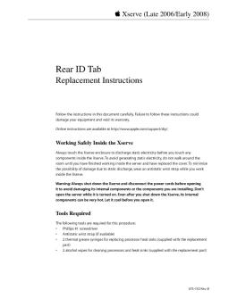 Xserve (Early 2008) DIY Procedure for Rear ID Tab - Support