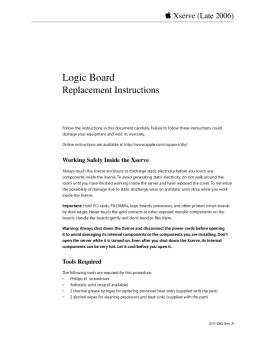 Xserve Intel (Late 2006) DIY Procedure for Logic ... - Support